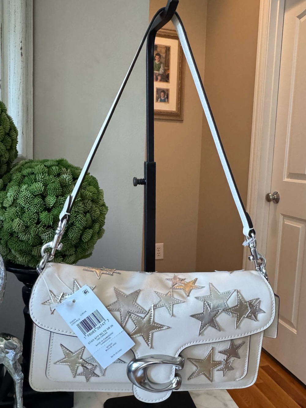 Coach Tabby 26 Ivory Leather Metallic Star Appliqué Shoulder Bag NWT CBG38 - Picture 2 of 15